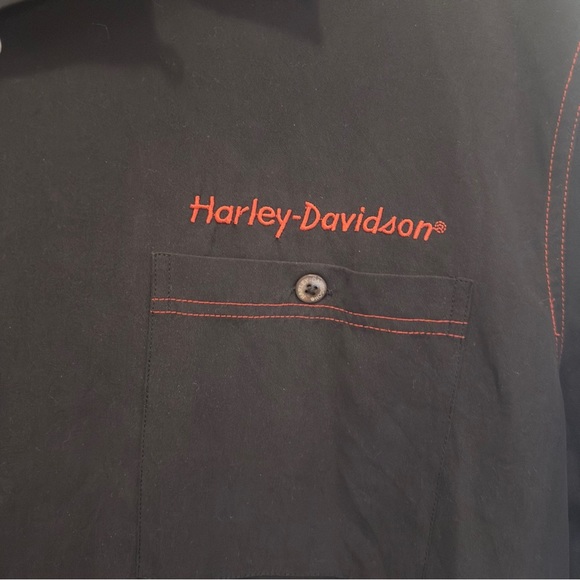 Harley-Davidson Men's Black Shirt with Red Stitching - Picture 2 of 5